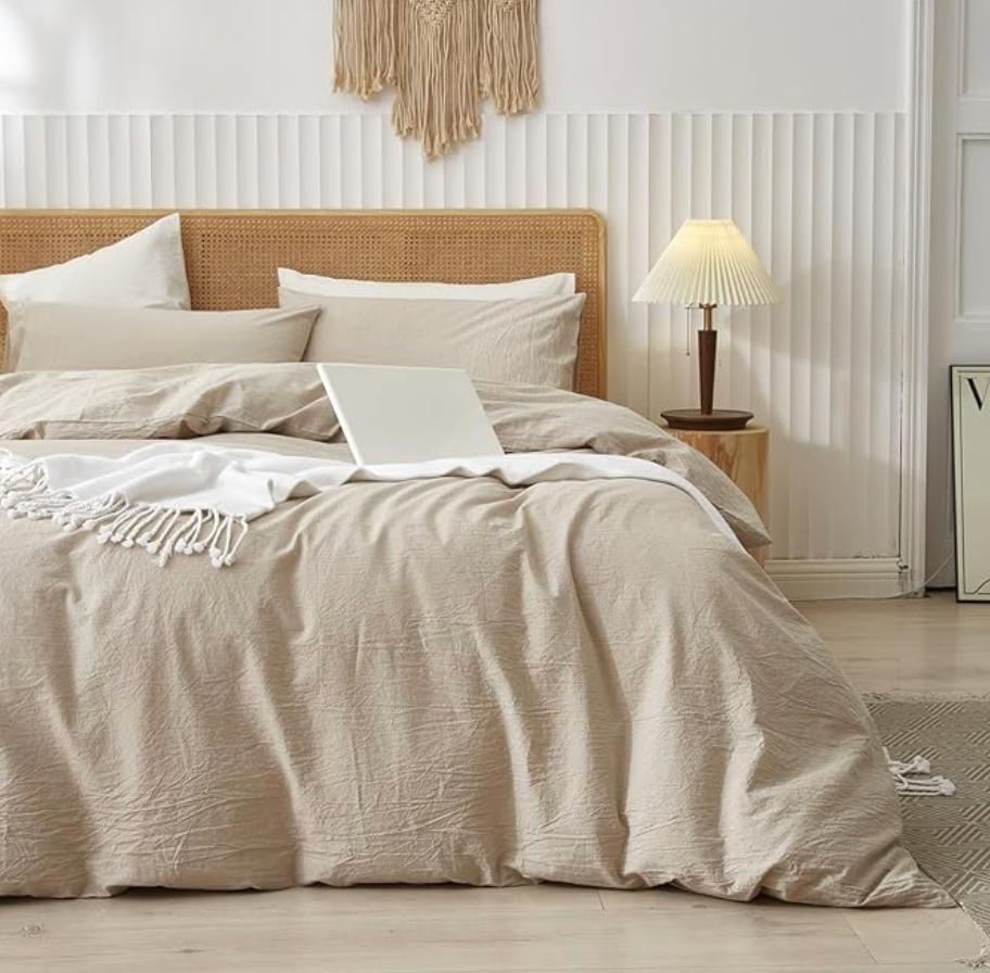 NEBULA STORE™  -Solid Color Washed Cotton Bed Four-piece Set Japanese Super Soft Bed Sheet Quilt Cover