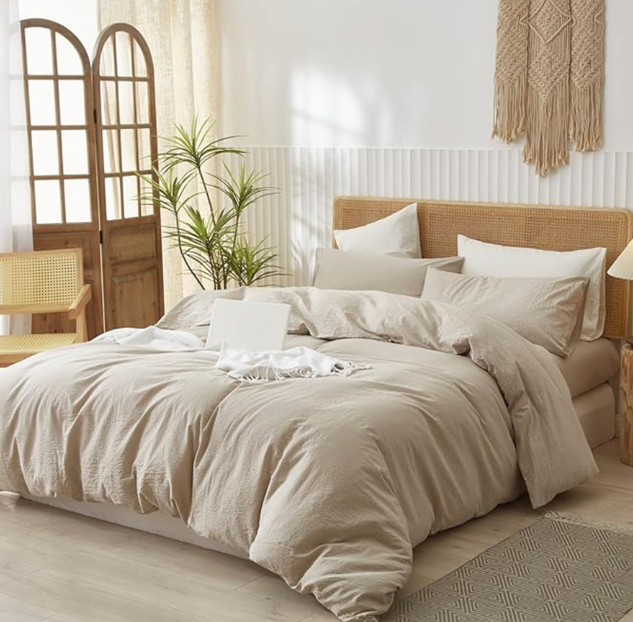 NEBULA STORE™  -Solid Color Washed Cotton Bed Four-piece Set Japanese Super Soft Bed Sheet Quilt Cover